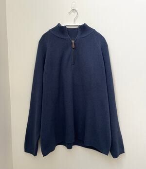 St. John's Bay Sweater Mens XL Navy Blue 100% Cotton 1/4 Zip Pullover Classic